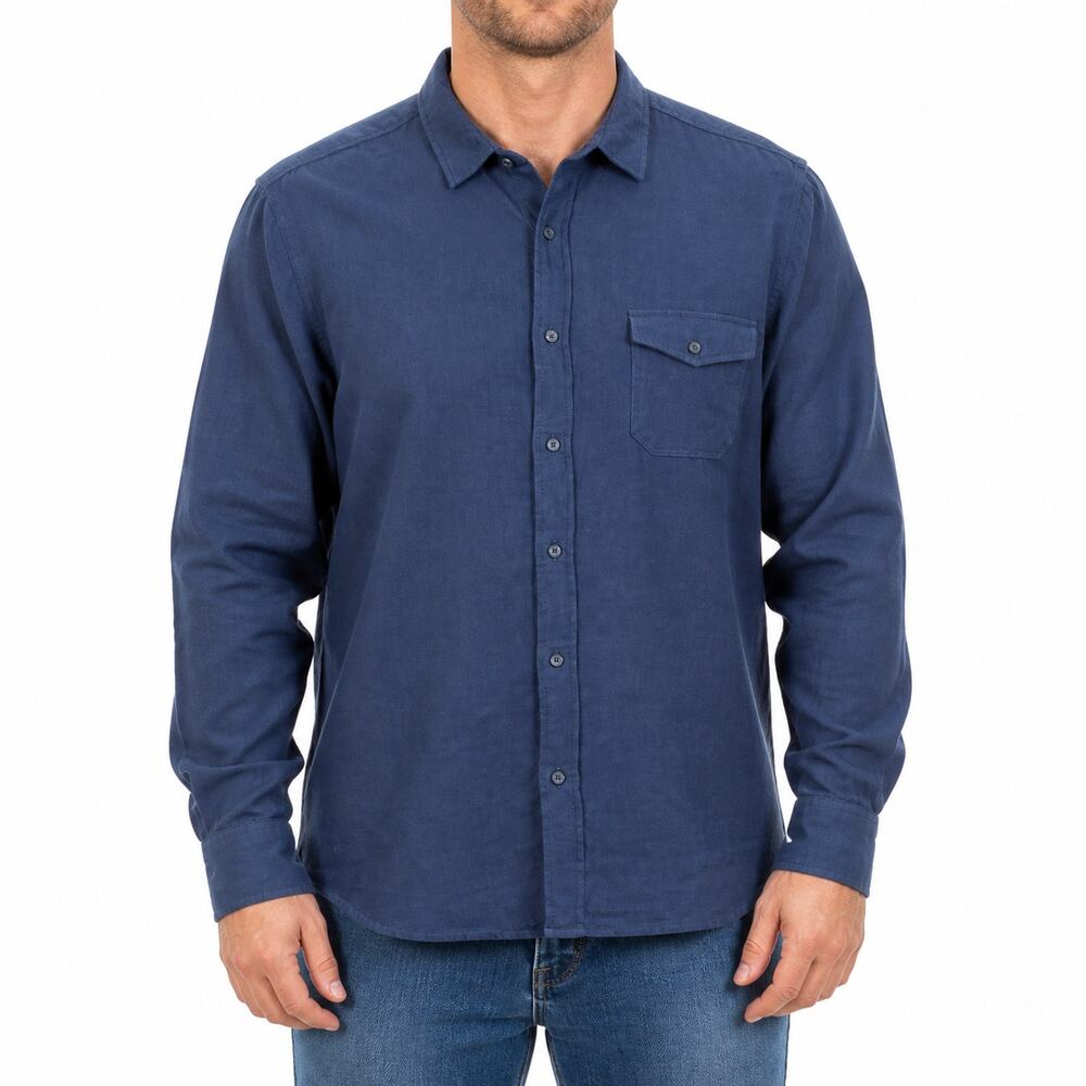 Wallin & Bros Shirt Mens XL Blue Button Up Cotton Long Sleeve Casual Pocket Soft